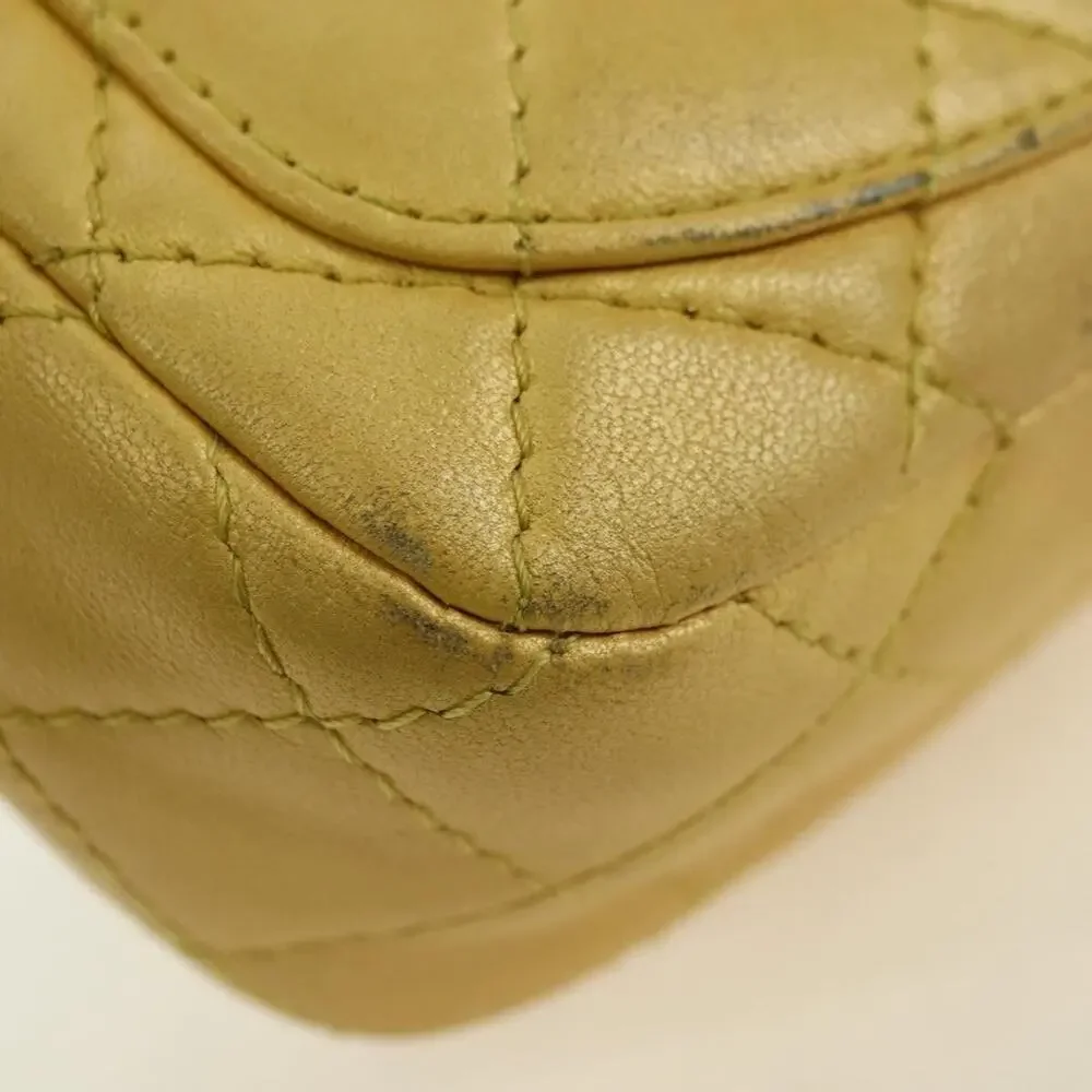 Chanel Mini Matelasse Lambskin 16 Chain Shoulder Bag Yellow Gold